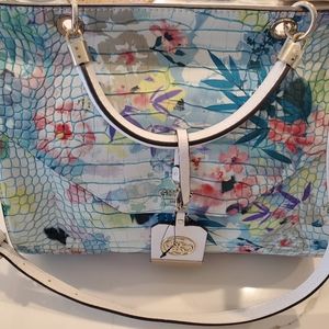 Guess crocodile embossed floral crossbody bag